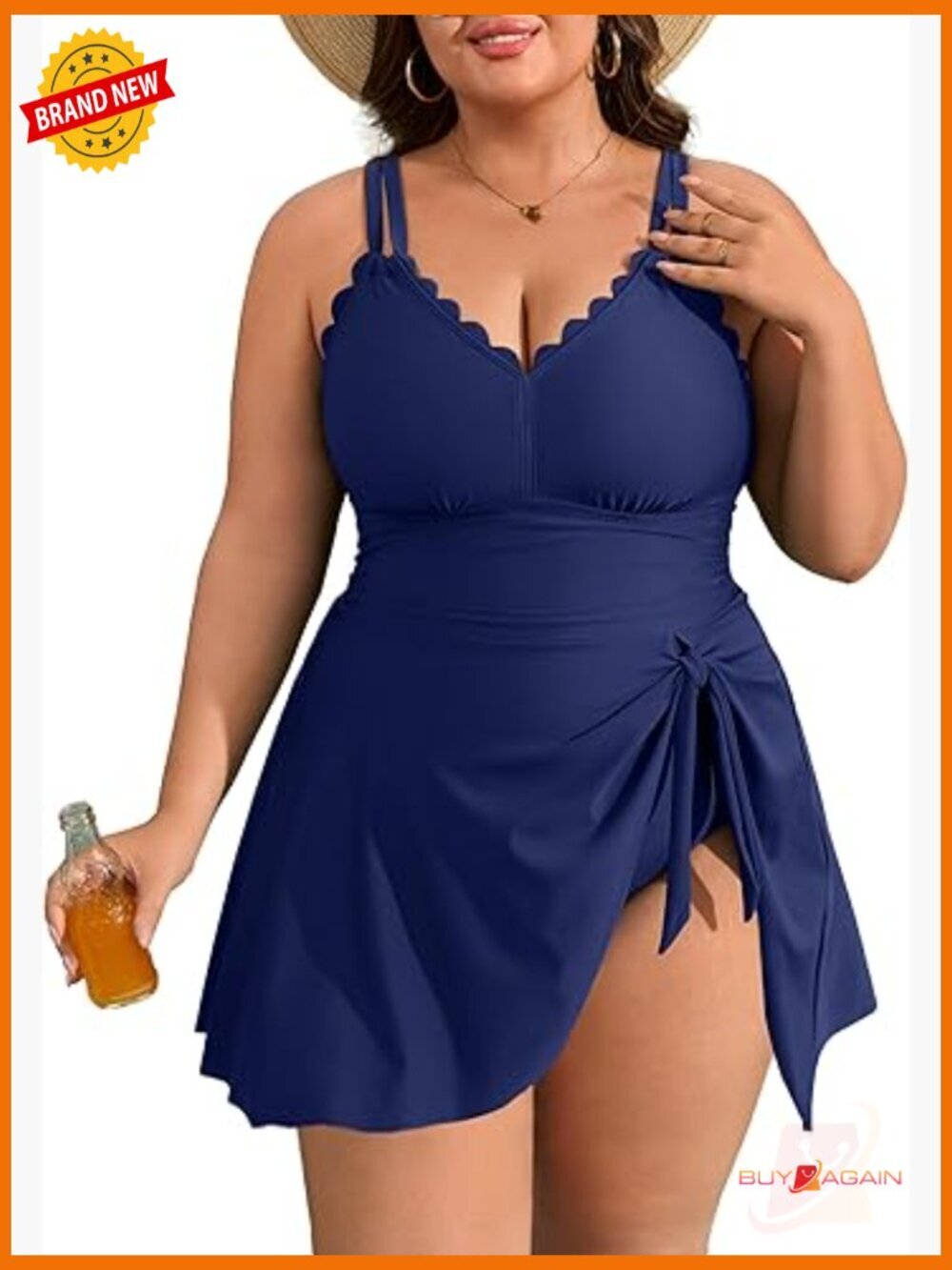 Plus Size Swim Dress One Piece Tummy Control Ruched Bathing Suit with Skirt